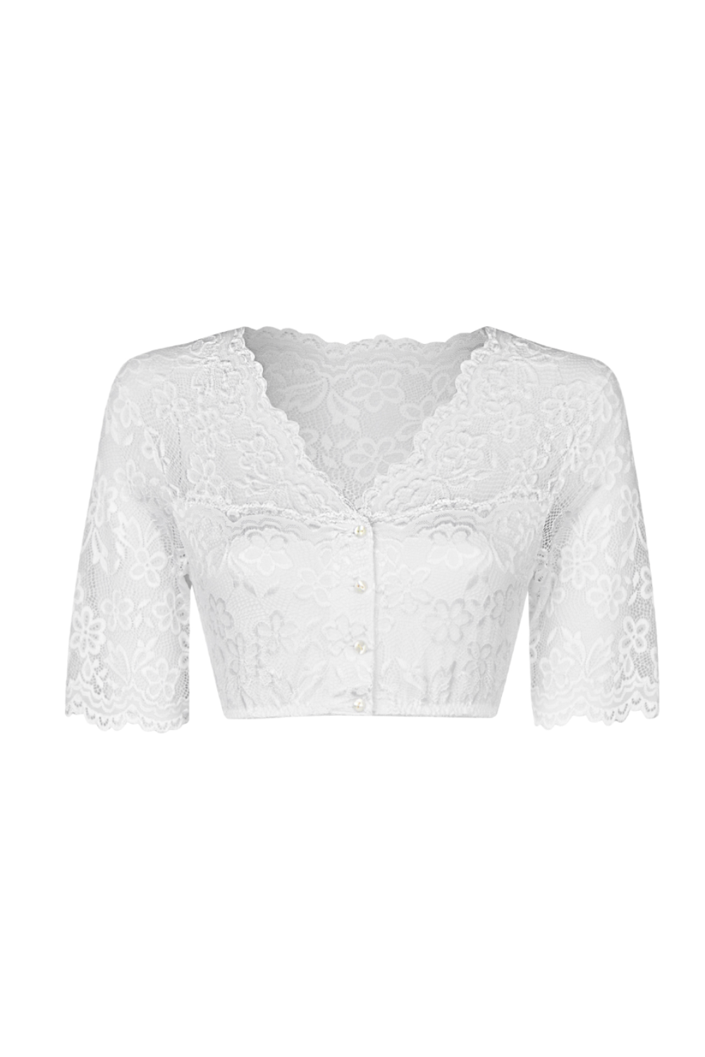 Nina von C. Dirndl-Bluse Waltraud Halbarm – Weiß