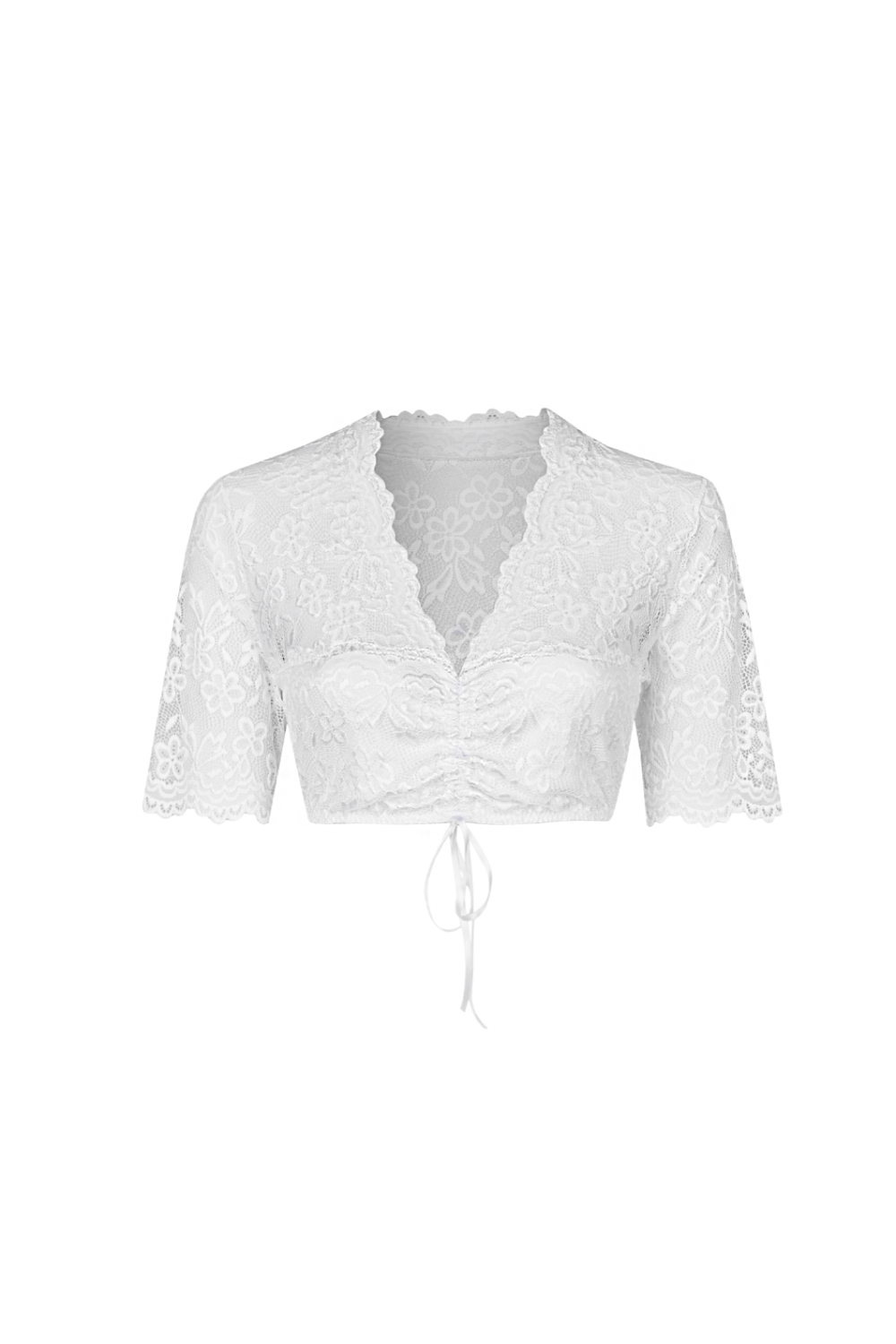 Nina v. C - Dirndl-Bluse Melina – Halbarm mit Spitze und Schnürung, Champagner