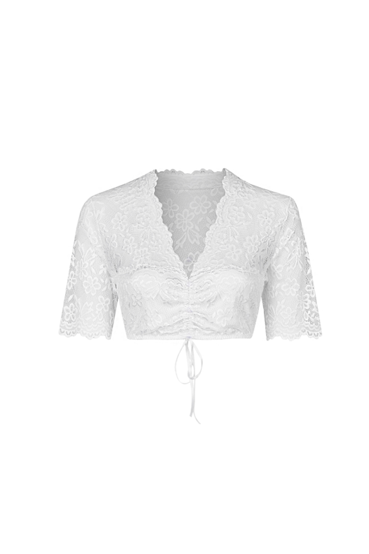 Nina v. C - Dirndl-Bluse Melina – Halbarm mit Spitze und Schnürung, Champagner