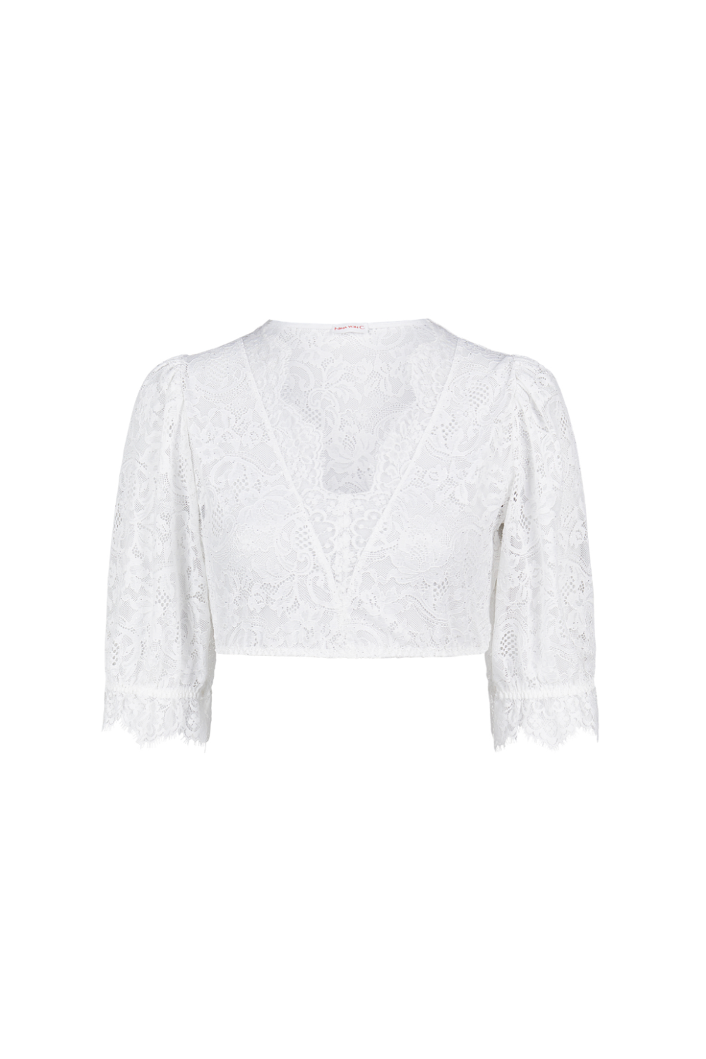 Nina v. C - Dirndl-Bluse Celine – Halbarm mit floraler Spitze in weiß, creme und schwarz