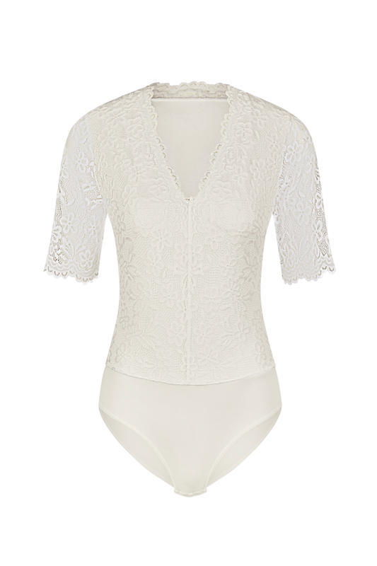 Nina v. C - Body Hanna – Spitze mit V-Ausschnitt in creme und schwarz