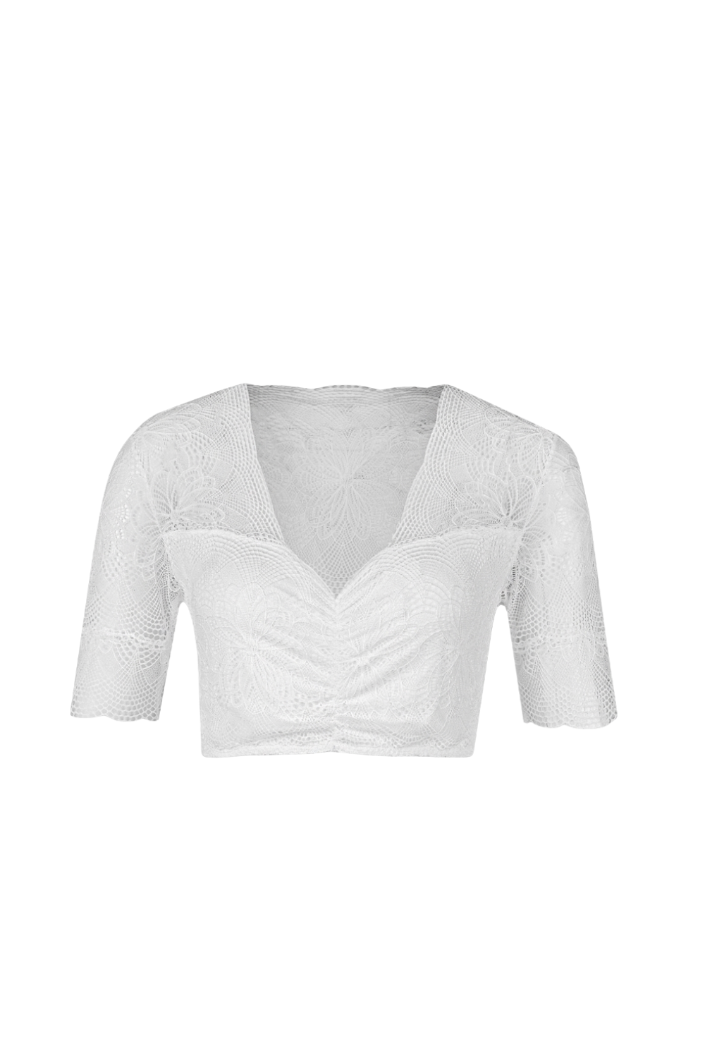 Nina von C. Dirndlbluse Halbarm – Spitze Offweiß