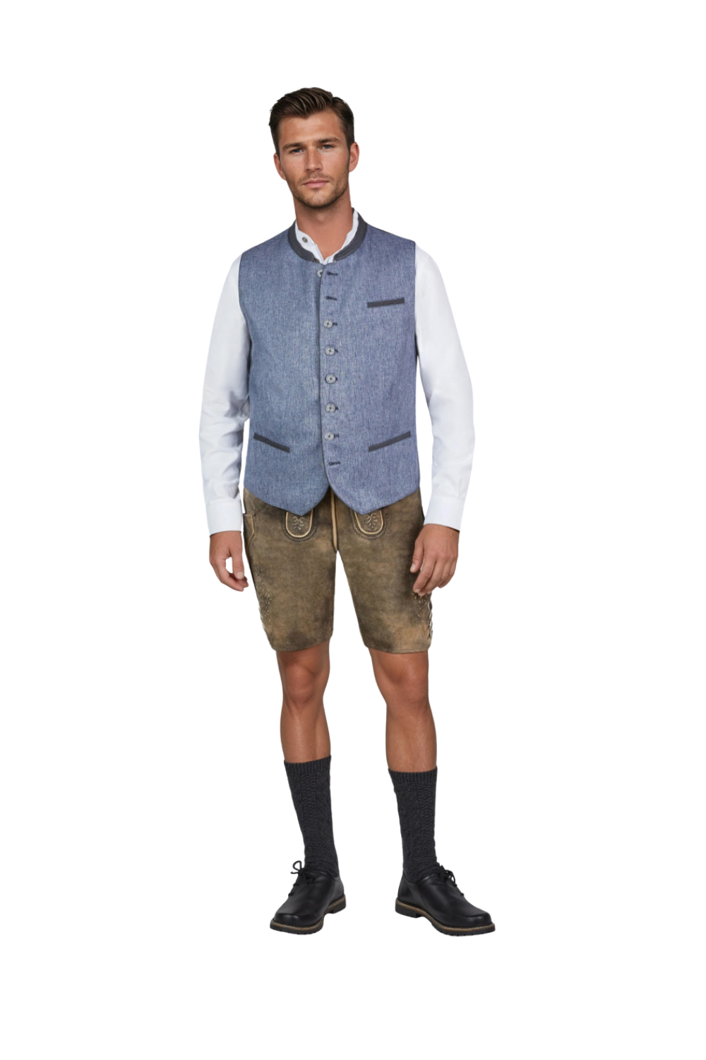 Spieth & Wensky Herwin Trachtenweste – Grau, Blau, Grün