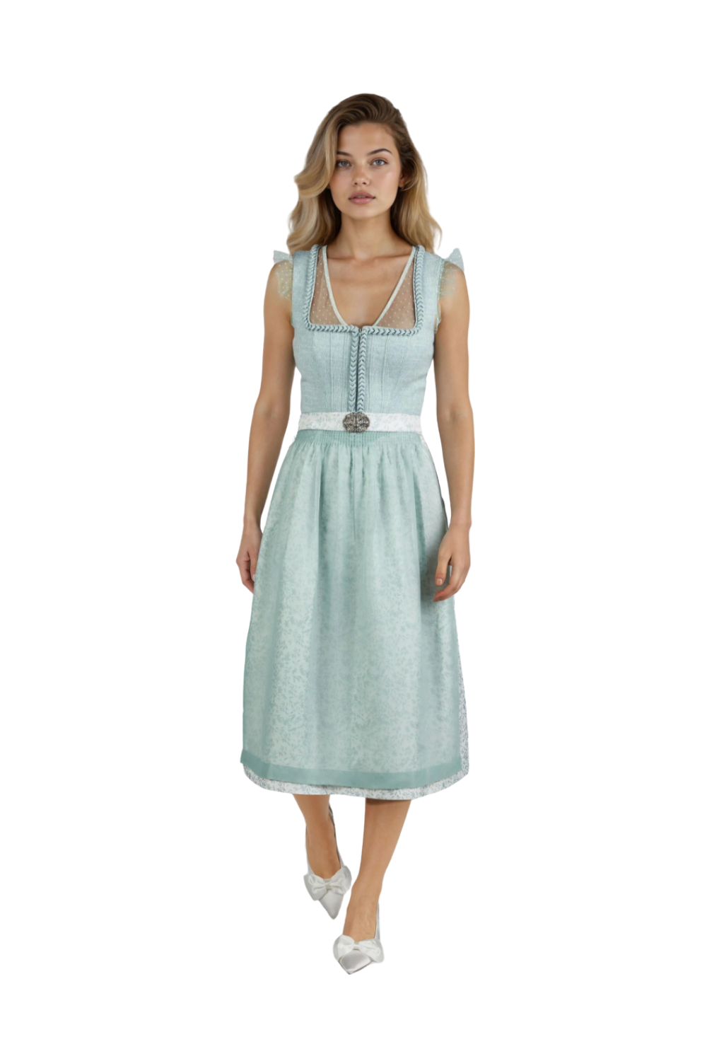 Spieth & Wensky Hala Dirndl 70 cm – Türkis & Gelb