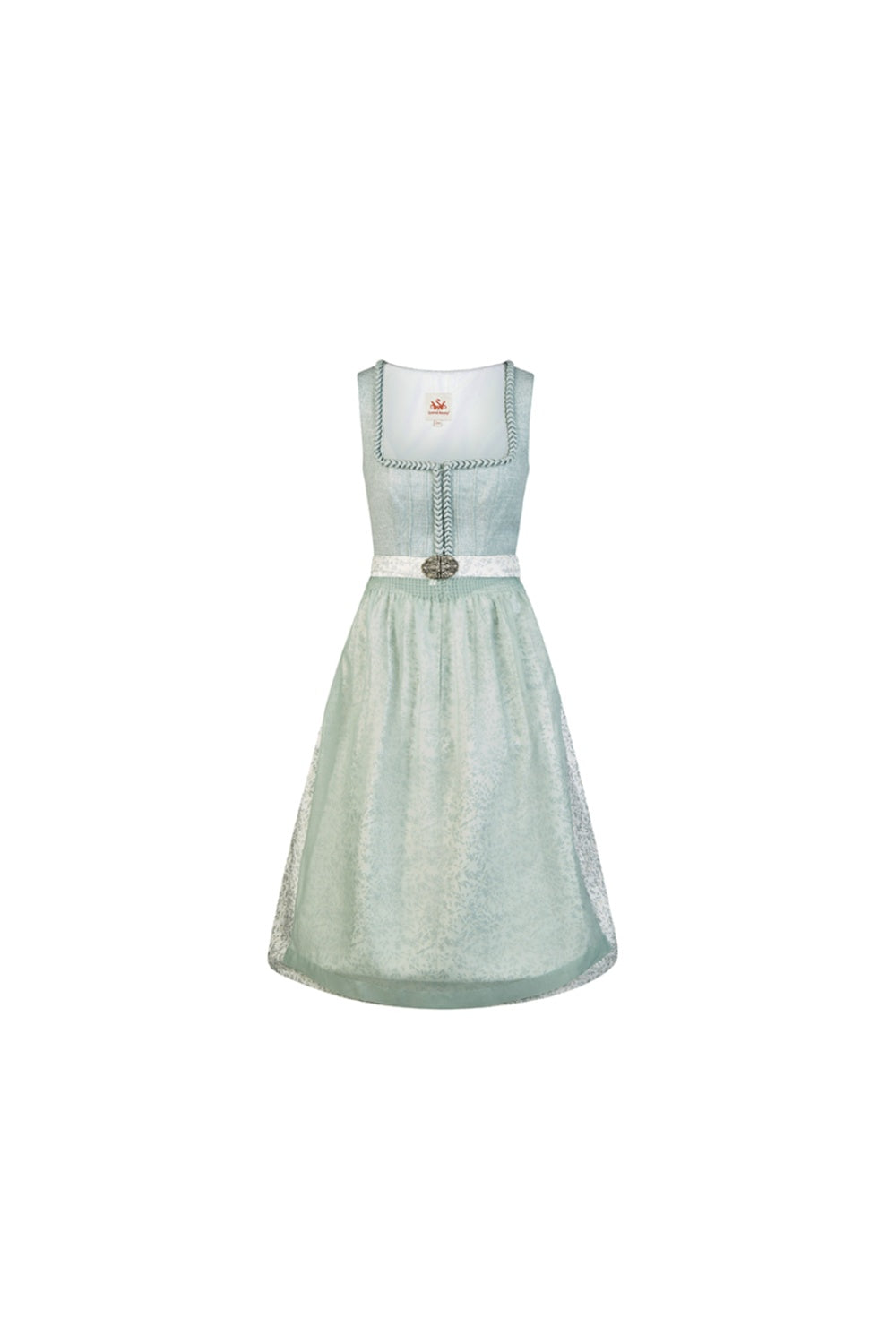 Spieth & Wensky Dirndl „Hala“ 70 cm – Türkis & Gelb | Elegantes Midi-Dirndl